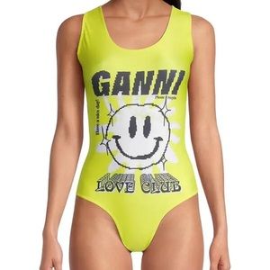 GANNI Graphic Logo One-Piece Swimsuit - Blazing Yellow